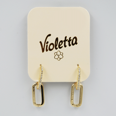 Сережки Violetta золотисті з кристалами, 1 пара
