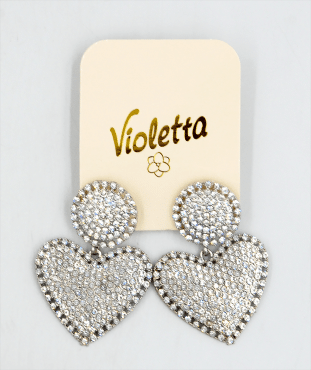 Серьги Violetta круг с сердцем Диаматновые , 1 пара