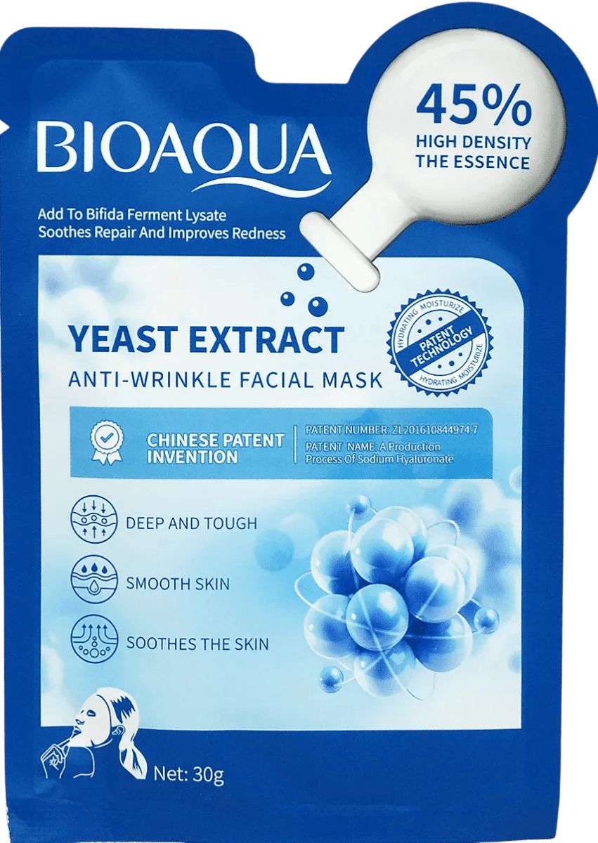 Маска тканинна для обличчя Bioaqua Yeast Extract Anti-Wrinkle з екстрактом дріжджів 30 г