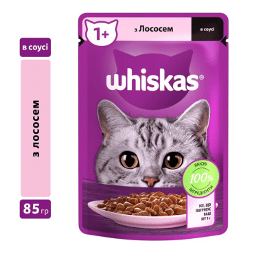 Whiskas корм для лосось в соусе, 85г