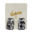 Сережки Violetta з фактурною поверхнею сріблясті, 1 пара