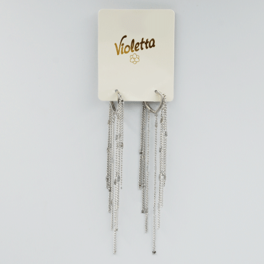 Серьги Violetta  цепочки с кристаллами, 1пара