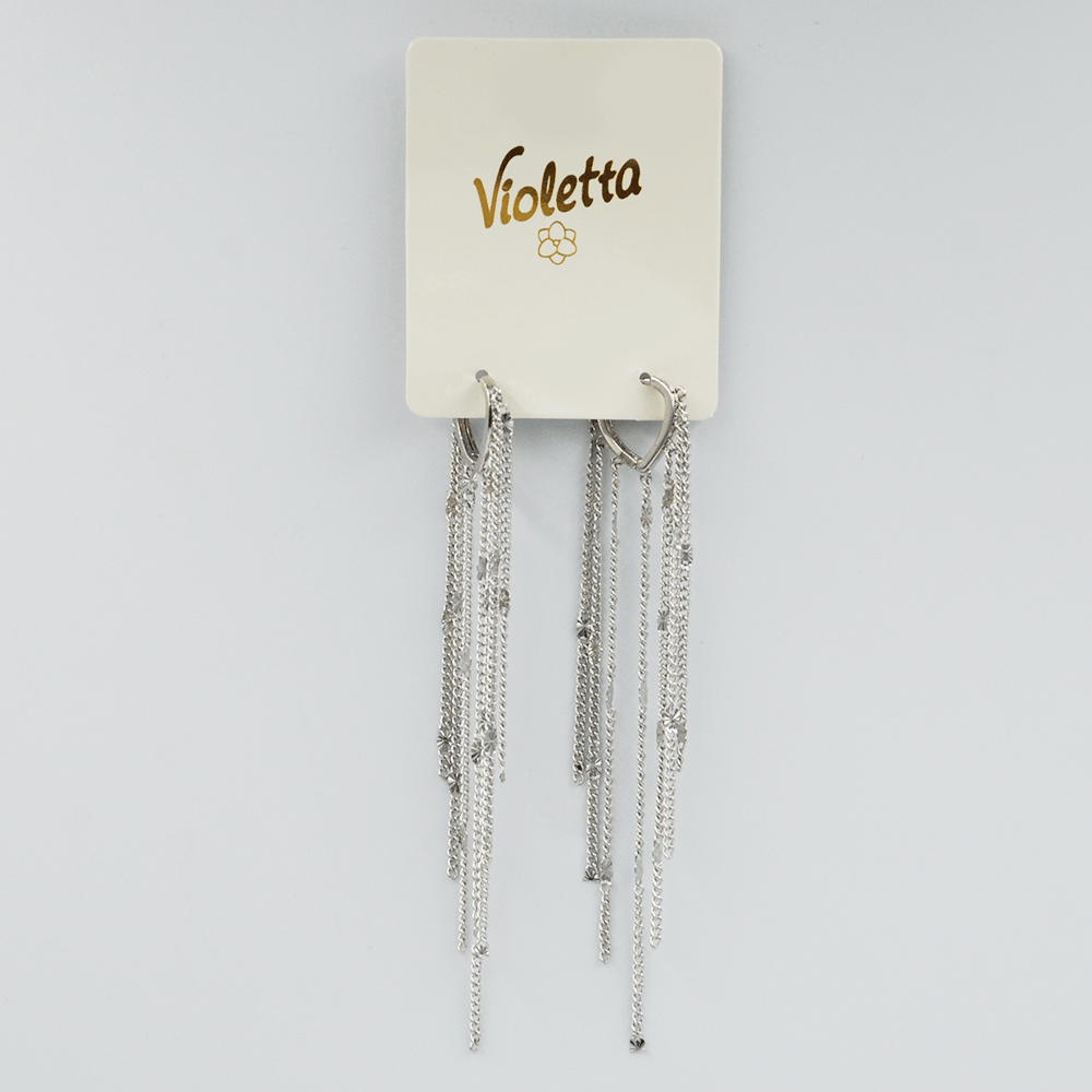 Сережки Violetta ланцюжка з кристалами, 1пара