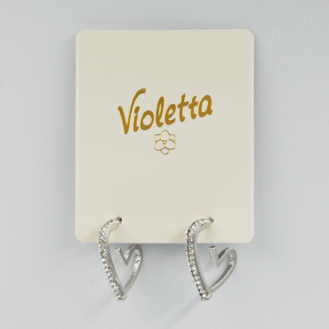 Сережки Violetta у формі серця з кристалами, 1пара