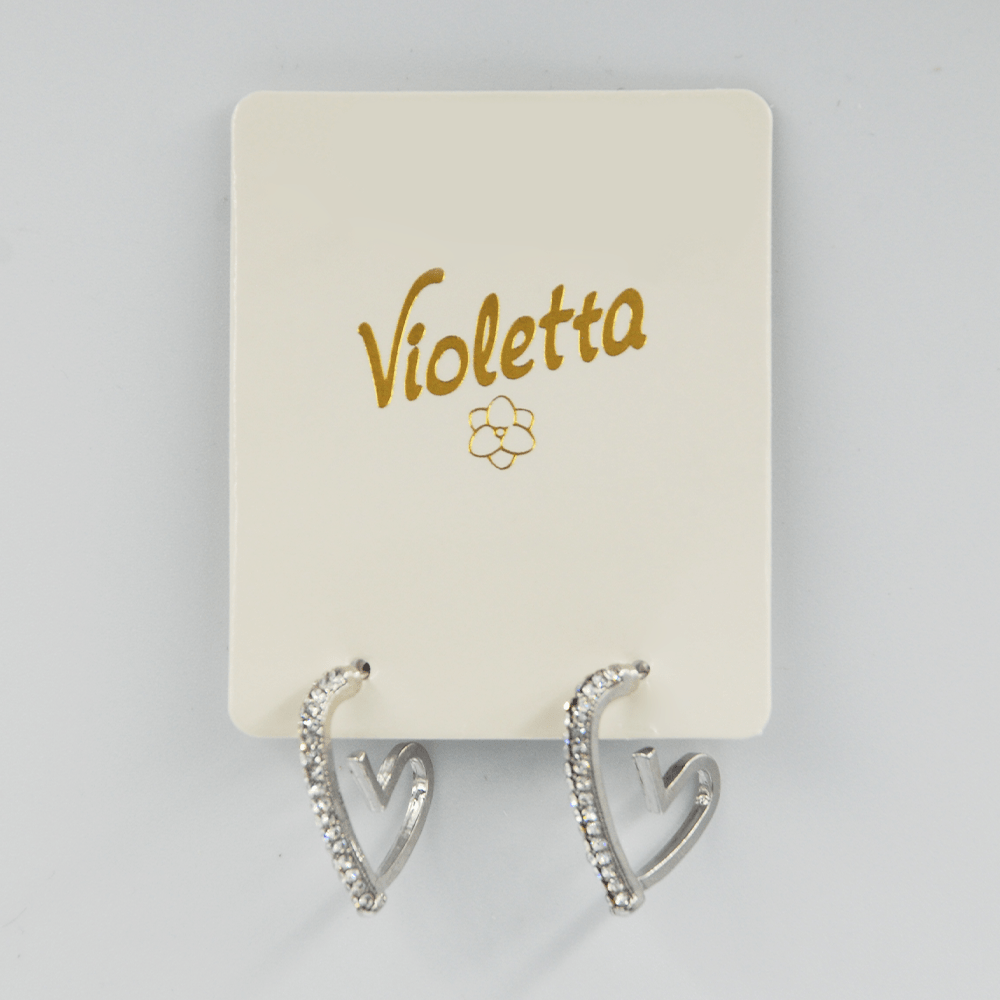 Сережки Violetta у формі серця з кристалами, 1пара
