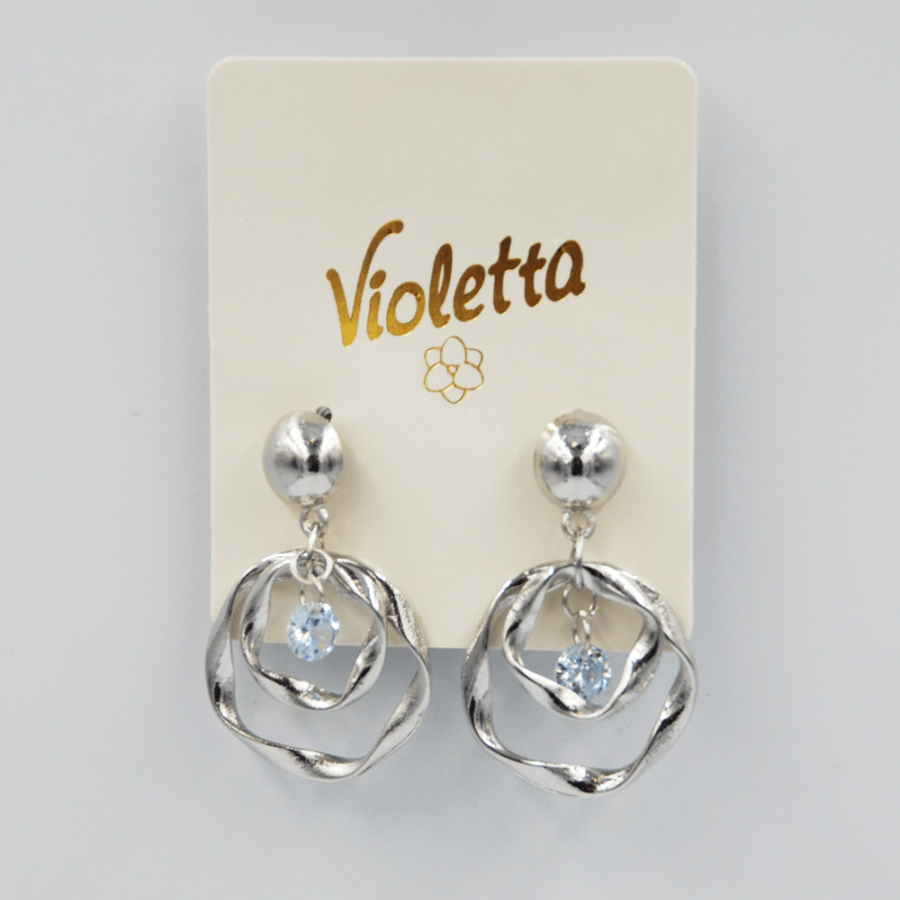 Сережки Violetta з декоративними елементами у вигляді кілець, 1 пара