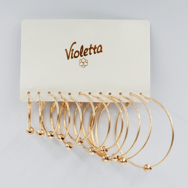 Набір сережок-кілець Violetta, 6 пар