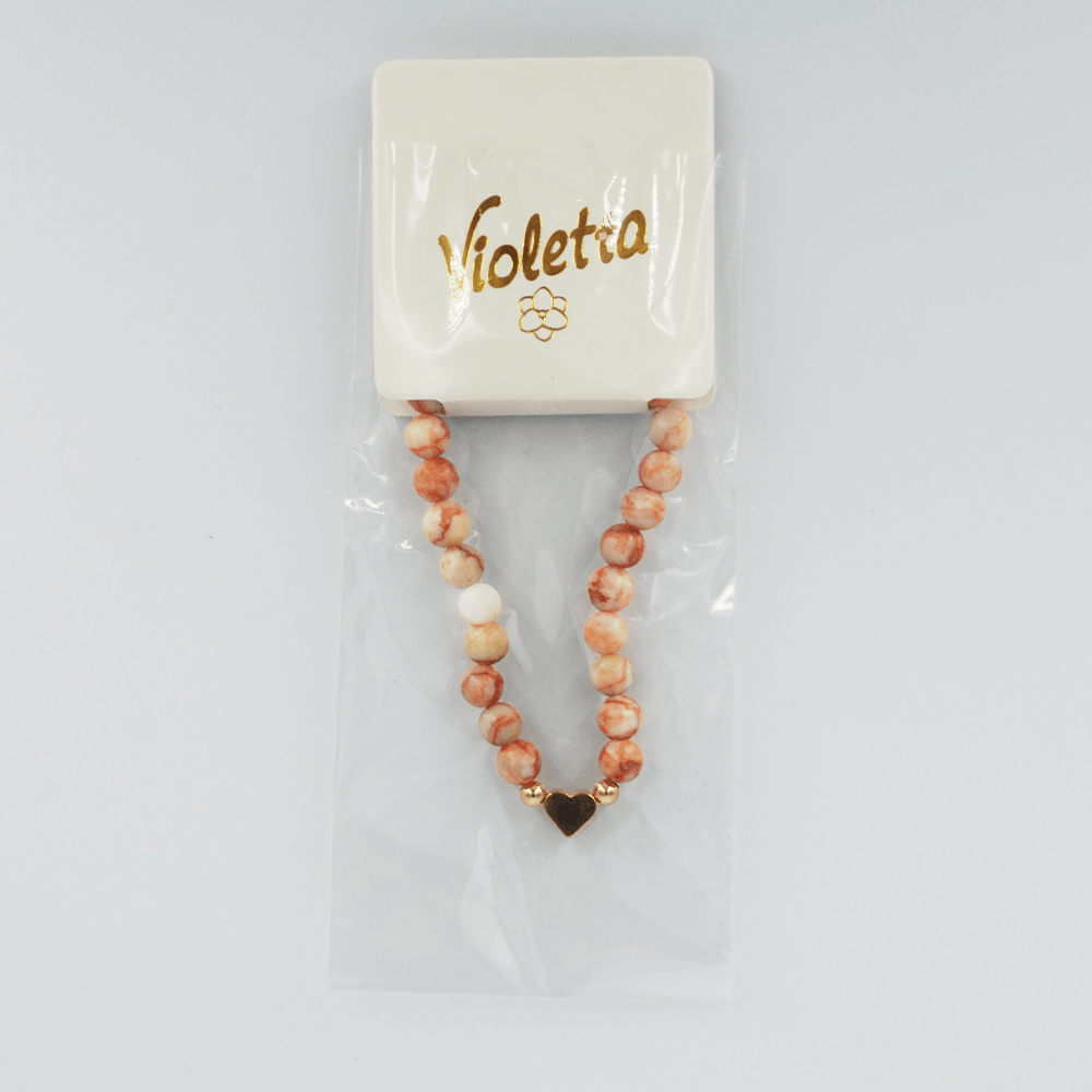 Браслет Violetta з бусин та сердечком, 1шт