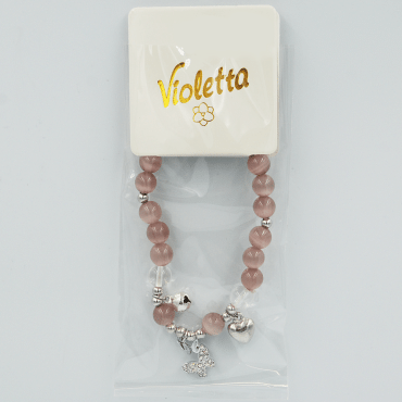Ніжний браслет Violetta з рожевими намистинами та підвісками 1 шт фото 1