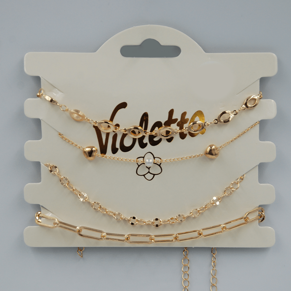 Набір браслетів Violetta золотистого кольору, 4 шт