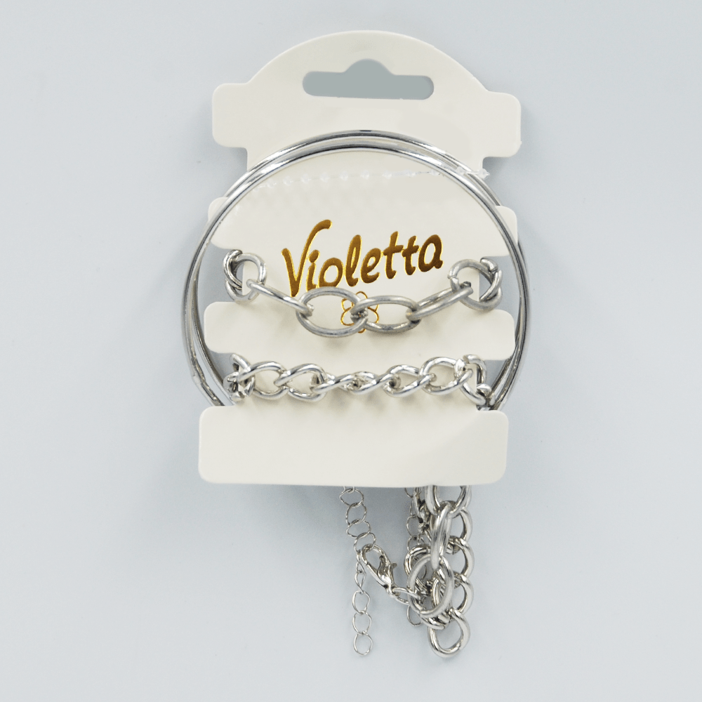 Набір браслетів Violetta сріблястого кольору, 3 шт