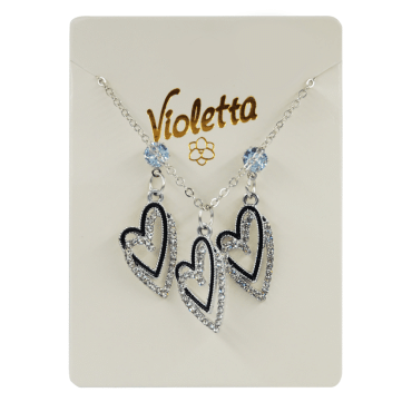 Набор Violetta украшений с сердечками (подвеска + серьги), 1шт