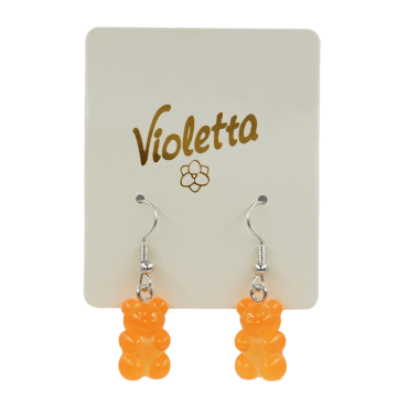 Сережки Violetta з ведмежати, помаранчеві, 1пара