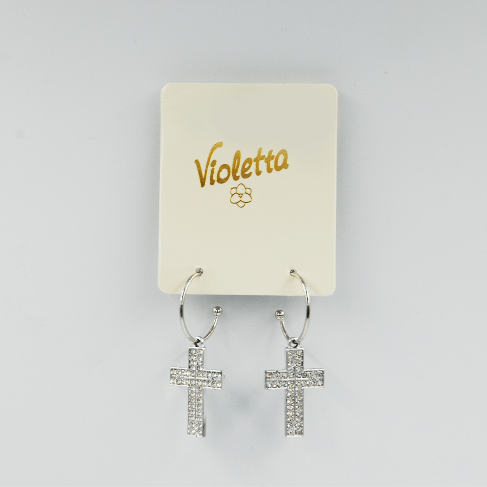 Сережки Violetta з хрестиком, 1пара