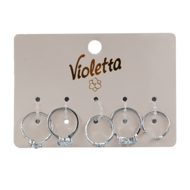 Набор колец Violetta  с небольшими декоративными элементами, 5шт