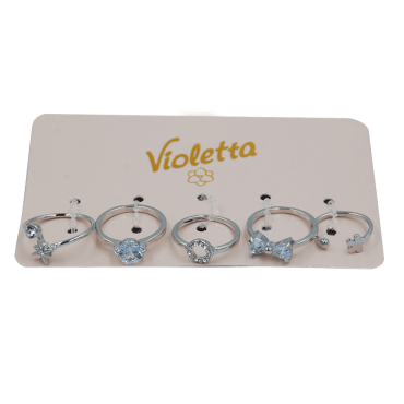 Набор колец Violetta  с небольшими декоративными элементами, 5шт фото 1