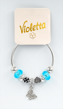 Браслет Violetta бабочка с бусами, 1шт