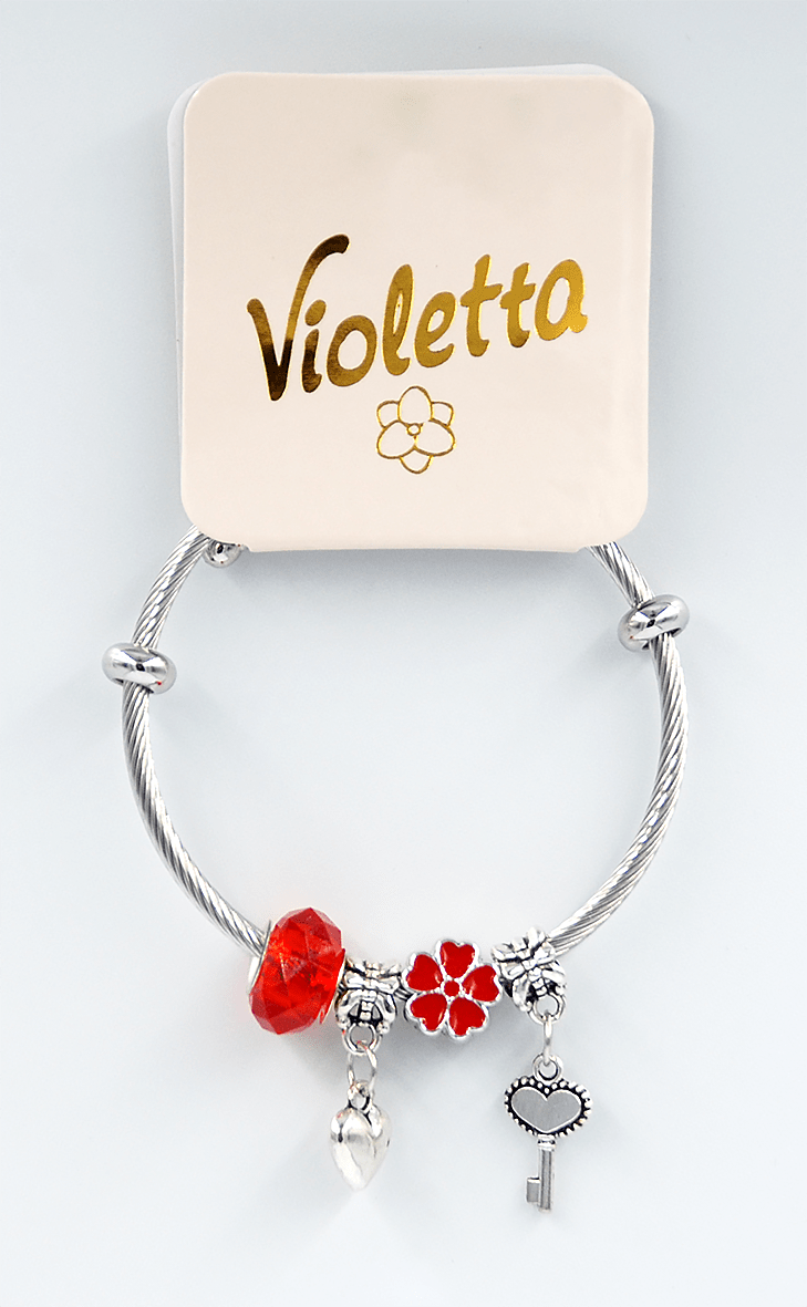 Браслет Violetta червоні буси, 1шт