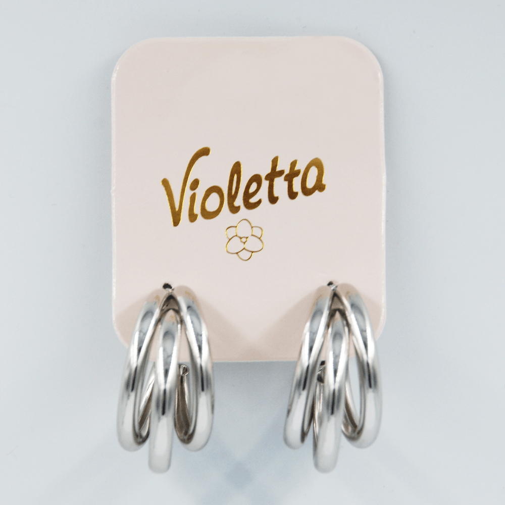 Сережки-кільця Violetta класичні потрійні, 1 пара