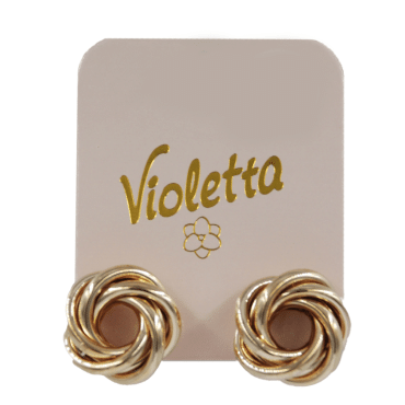 Сережки-пусети Violetta з плетінням з кількох джгутів, 1пара