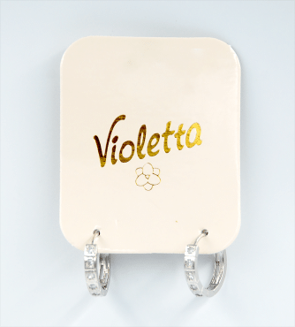 Витончені сережки-кільця Violetta з камінчиками 1 пара