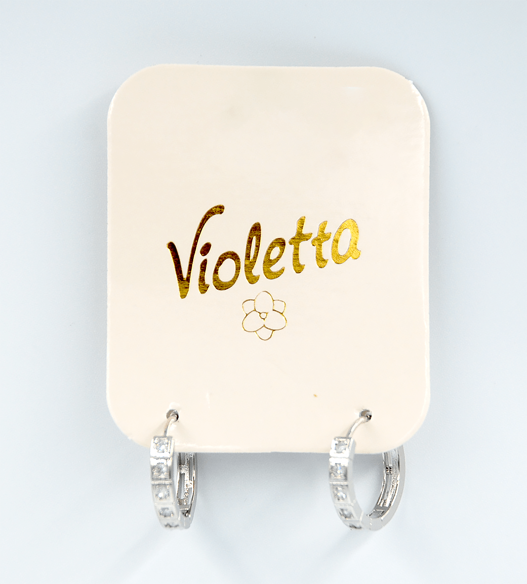 Витончені сережки-кільця Violetta з камінчиками 1 пара