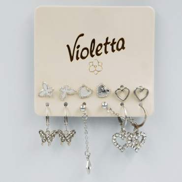 Стильний набір сережок Violetta, 6 пар