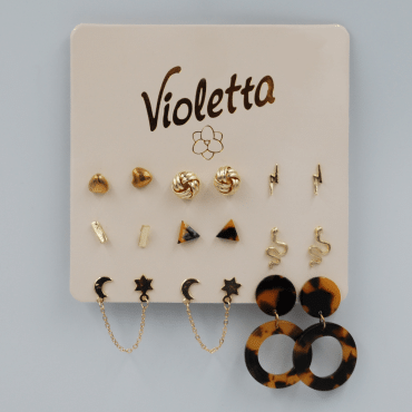 Стильний набір сережок Violetta, 8 пар