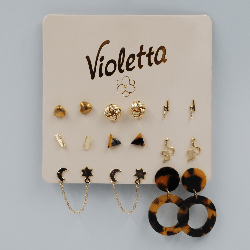 Стильний набір сережок Violetta, 8 пар