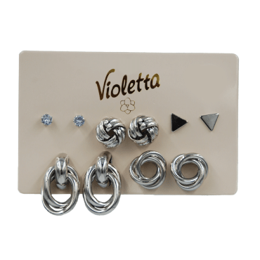 Стильний набір сережок Violetta, 5 пар