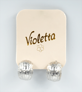 Витончені сережки-кільця Violetta з фактурною поверхнею,1 пара