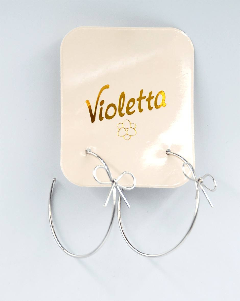 Витончені сережки-кільця Violetta з бантиком,1 пара