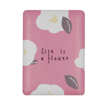 Дзеркало компактне з білими квітами та написом Life is a flower, 1 штука