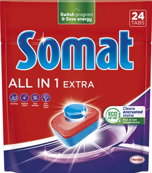 Somat таблетки для посудомийних машин All in One Extra, 24шт