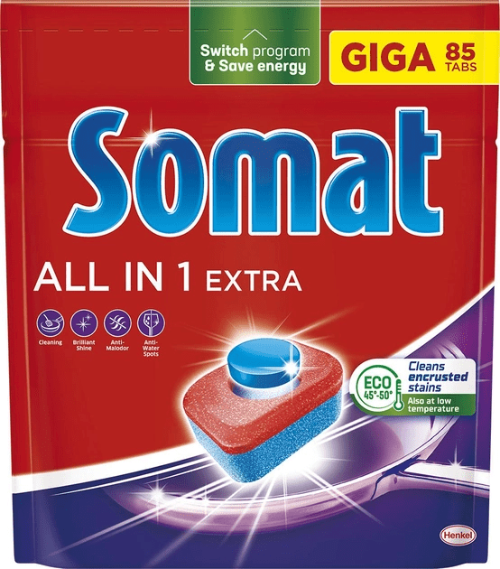 Таблетки для посудомийних машин безфосфатні Somat All in 1 Extra 85 шт. (9000101809961)