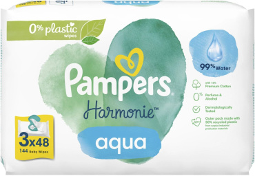 Pampers серветки вологі дитячі Harmonie Aqua, 144шт