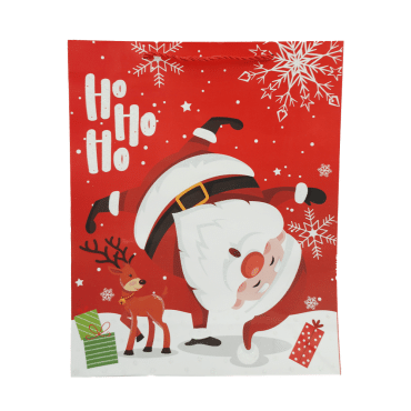 Праздничный подарочный пакет с веселым Дедом Морозом 26х32х10 см.,1 шт