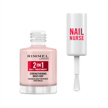 Базовий лак зміцнювач Rimmel Nail Care 2 в 1 для нігтів, 12 мл фото 1