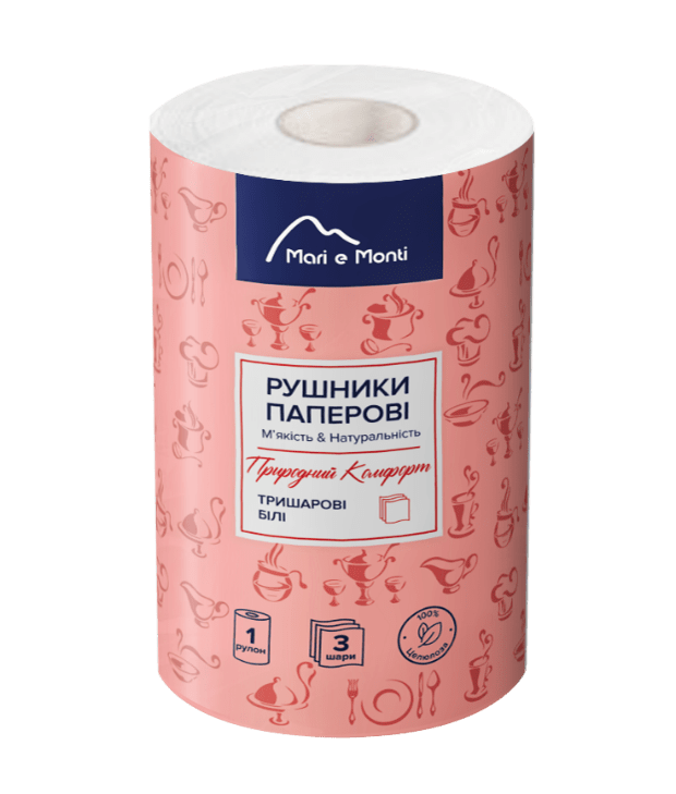 MARI e MONTI рушники паперові 3 шари, 1 рулон