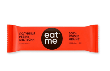 Цукерка EatMe Батончик полуниця, ревінь та апельсин 40 гр.