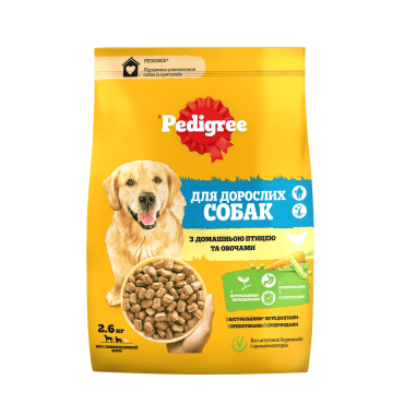 Pedigree Сухой корм для взрослых собак с курицей и овощами, 2,6 кг