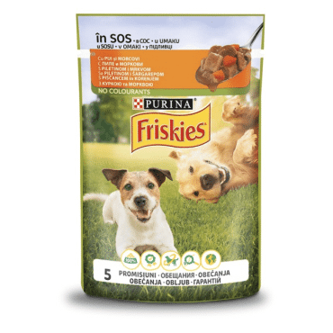 Friskies корм для собак шматочки у підливці з куркою та морквою, 100 г