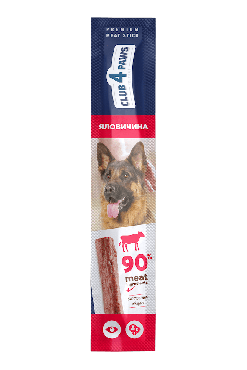 CLUB 4 PAWS Премиум лакомство для собак мясная палочка с говядиной, 12 г