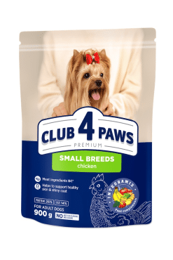CLUB 4 PAWS Премиум сухой корм для взрослых собак мелких пород с курицей, 900 г
