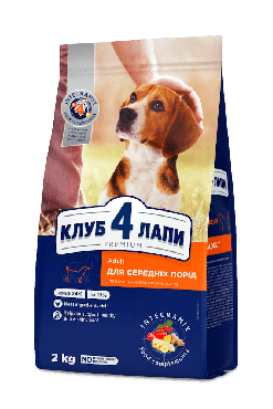 CLUB 4 PAWS Преміум сухий корм для дорослих собак середніх порід, 2,0кг
