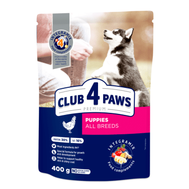 CLUB 4 PAWS Преміум сухий корм для цуценят всіх порід з куркою, 400 г