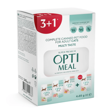 OPTIMEAL корм для дорослих котів Adult Cats Multi Taste Набір 3+1, 340г