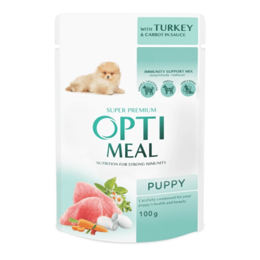 OPTIMEAL корм для цуценят з індичкою та морквою у соусі, 100г