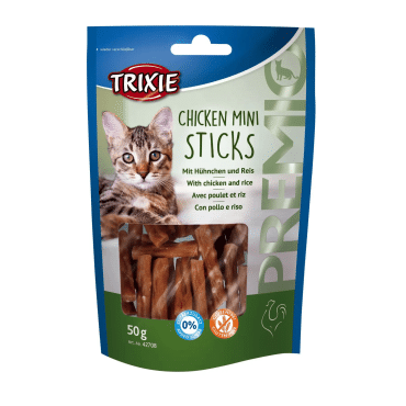 TRIXIE лакомство для котов PREMIO Mini Sticks курица, рис, 50 ​​грамм