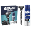 Подарунковий набір Gillette Mach3 Charcoal станок для гоління з 1 змінним картриджем + Гель для гоління Gillette Series Очищаючий з вугіллям 200 мл